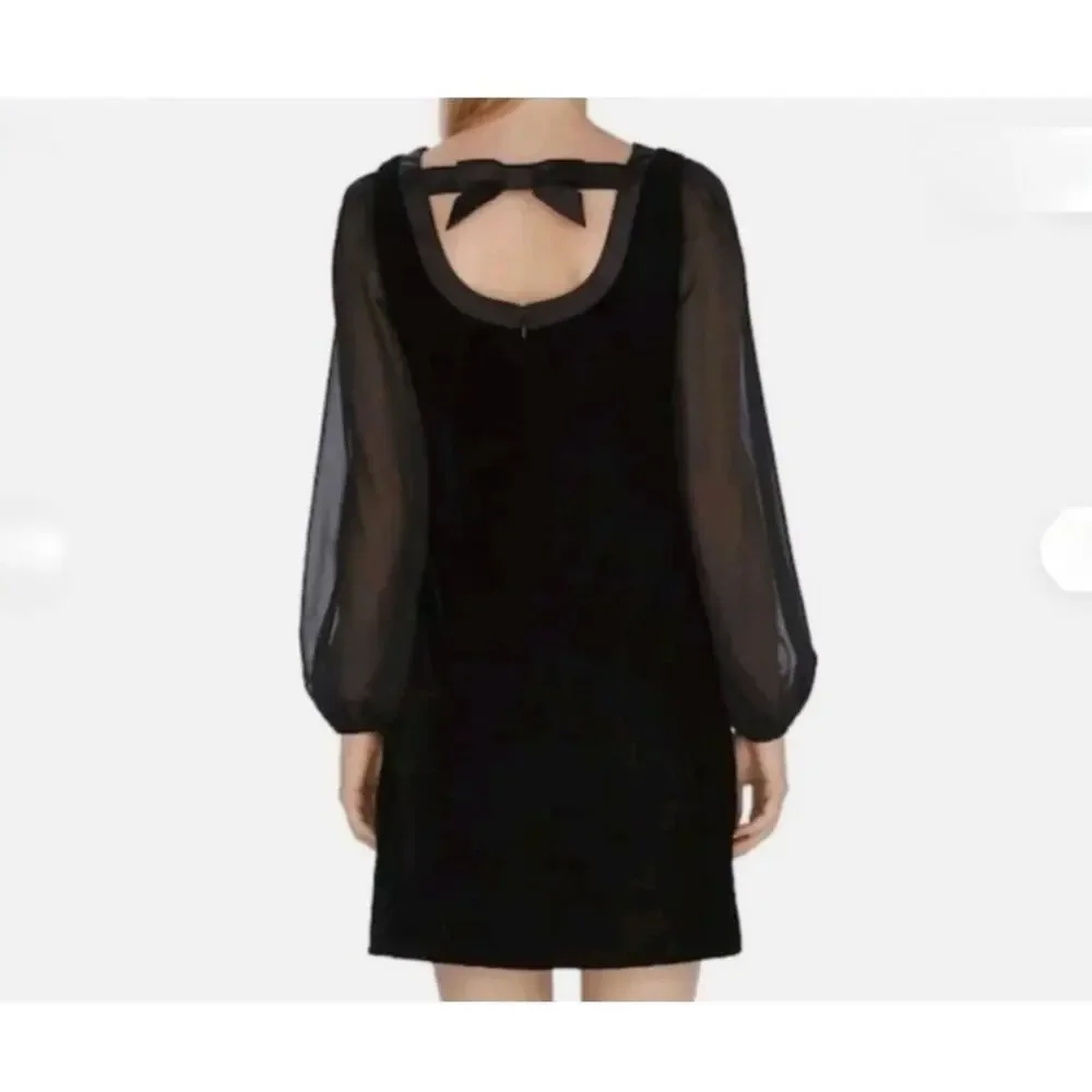 White House Black Market Velvet Ballon Long Sleeve Dress Size 0 Black - Picture 7 of 9